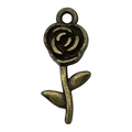 Antique bronze alloy rose flower pendant with leaves for DIY jewelry making - Rose