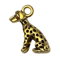 Golden Dalmatian puppy metal pendant with black spots for DIY jewelry making - Dalmatian Sitting Dog Style (20554)