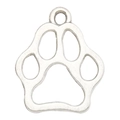 Silver alloy hollow paw print charm pendant for DIY bracelets and jewelry making - Dog Paw Style (7113) / 17x20mm