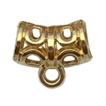 Golden KC alloy bail connector with filigree tube and ring for DIY charm bracelets - 9x12mm Hollow Pattern (20657)