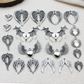 Silver alloy gothic heart wing pendants for DIY necklaces and earrings jewelry making - Mixed Punk Heart Wing Series (SN1062)