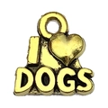 Golden alloy dog series pendant with I Love Dogs text for DIY jewelry making - I Love Dogs Heart Style (20555)