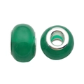 Lot de deux perles en résine vert émeraude à large trou avec noyau en métal poli - Style Couleur Unie 1 (13129) / 1 Pièce (13mm, Trou 5mm) / Vert