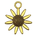 Goldener Sonnenblumen-Anhänger aus Metall mit strukturierter Mitte für DIY Schmuck - Sonnenblumen-Stil