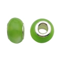 Perle en résine vert translucide avec cœur en métal argenté poli pour bracelets à faire soi-même - Style Couleur Unie 2 (13130) / 1 Pièce (13mm, Trou 5mm) / Vert