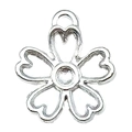 Ciondolo a fiore in lega d'argento con petali a cuore e base rotonda per gioielli - Fiore di Ciliegio (20453)