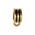 Antique gold finish triple ribbed spacer bead connector with hanging ring for DIY jewelry - Ribbed Barrel Style (14336)