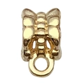 Golden bow-shaped alloy bead connector with hanging loop for DIY charm bracelets - 11x6mm Bowknot Style (20659)