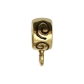 Antique gold spacer bead with black spiral pattern and hanging loop for DIY jewelry - Swirl Pattern Style (14337)