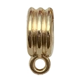Golden plated bail charm connector with triple groove pattern for DIY jewelry bracelets - 12x5mm Triple Groove Style (20660)
