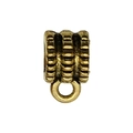 Antique gold finish striped bail bead connector for DIY bracelet making and jewelry design - Striped Barrel Style (14338)