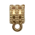 Golden plated alloy bead bail with three parallel grooves for jewelry bracelets - 10x6mm Triple Stripe Style (20661)
