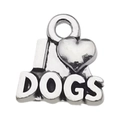 Silver alloy I Love Dogs charm pendant for DIY bracelets necklaces and keychains - Heart Dog Style (15563) / 12x13mm