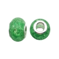 Perle en résine verte avec motif craquelé et noyau en argent pour bracelet DIY - Style Motif Craquelé (13133) / 1 Pièce (13mm, Trou 5mm) / Vert