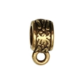 Antique gold spacer bead with embossed patterns and integrated loop for DIY jewelry - Embossed Cylinder Style (14340)