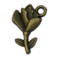 Antique bronze flower pendant with sunflower shape and stem for DIY jewelry making - Rose Blossom