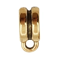 DIY jewelry connector bead in antique gold finish with dual-groove structure and ring - Grooved Bright Gold Style (14342)