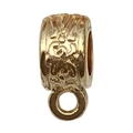 KC gold alloy curved tube slider bead with hanger for European style charm bracelets - 11x5mm Relief Pattern (20663)