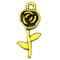 Vintage Goldene Rose Anhänger für DIY Schmuckherstellung mit Blattdetail und Aufhängeschlaufe - Rose mit Blättern Stil