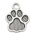 Antique silver paw print charm pendant in alloy for DIY jewelry and bracelets - Dog Paw Style (17371) / 12x14mm