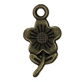 Antique bronze flower pendant with plum blossom petals and top ring for DIY jewelry making - Flower Charm