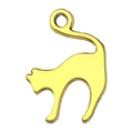 Polished golden alloy cat charm pendant for DIY keychain and jewelry making - Cat (20596)