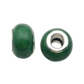 Lot de deux perles en résine verte à grand trou avec noyau en argent et texture - Style Motif Marbre (13135) / 1 Pièce (13mm, Trou 5mm) / Vert