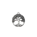 Colgante de árbol de la vida en metal plateado antiguo con diseño hueco y aro superior - Estilo Árbol de la Vida (8907)