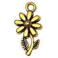 Antikgoldener Sonnenblumen-Anhänger aus Legierung für DIY-Schmuck mit Blatt und Ring - Retro Blumenstil