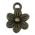 Antique bronze flower pendant with six petals for DIY necklace and jewelry making - Tiny Flower