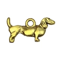 Golden alloy dachshund puppy charm pendant for DIY bracelets and necklaces accessory - Long Body Dachshund Style (20563)