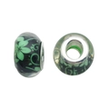 Perles en résine à fleurs vertes avec noyau métallique pour bracelets DIY - Style Fleur et Vigne (13138) / 1 Pièce (13mm, Trou 5mm) / Vert