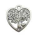 Colgante corazón árbol de la vida plata antigua con diseño hueco para joyería DIY - Estilo Árbol de la Vida Corazón Melocotón (9020)