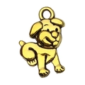 DIY cartoon puppy pendant in gold finish, creative alloy charm for necklaces or bracelets - Smiley Dog Style (20566)