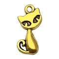 Minimalist golden cat animal pendant made of alloy for DIY necklace jewelry projects - Cat (20588)