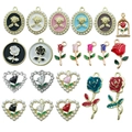 Ciondoli a rosa con smalto e perle per collane e portachiavi fai-da-te di San Valentino - Serie di Rose Assortite (SN203)