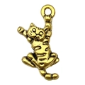 Antique gold cat shaped alloy pendant with black stripes and top ring for DIY jewelry - Cat (20589)