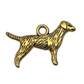 Macro shot of KC gold alloy Labrador dog pendant featuring realistic fur texture detail - Long Haired Dog Style (20568)