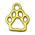 Detailed view of a gold hollow paw-shaped pendant charm for DIY jewelry and necklaces - Paw Print Style (20592)