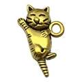 Cute cartoon cat pendant in antique gold alloy for DIY jewelry and keychains - Waving Cat (20591)