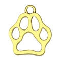 Macro shot of a hollow gold-plated paw print alloy pendant for jewelry making - Paw Print Style (20602)