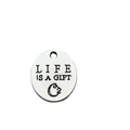 Colgante plata antigua Life is a Gift árbol de la vida para joyería DIY - Estilo Grabado La vida es un regalo (10912)