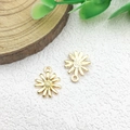 Golden daisy flower charms for DIY jewelry making featuring textured petals and a top ring - 1pc Little Daisy Flower Charm