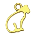 Cartoon cat silhouette pendant in bright gold finish for DIY jewelry crafting - Hollow Cat (20594)