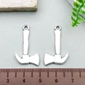 Silver metal axe-shaped pendants for DIY jewelry making with measurement scale - Axe Style (8520)