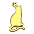 Antique gold cat pendant in sitting pose made of alloy for DIY jewelry and necklaces - Cat (20600)