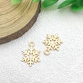 Two KC gold snowflake jewelry pendants with hanging rings for DIY necklaces and bracelets - 1pc Hollow Snowflake Charm