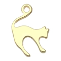 Pendentif chat doré en métal pour bijoux DIY, bracelets et boucles d'oreilles - Style Chat Marchant (20632)