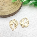 Golden alloy angel wing charms with hollow texture for DIY jewelry making - 1pc Heart Wing Charm