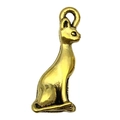 Ancient gold alloy Egyptian cat pendant charm with ring connector for DIY jewelry crafting - Cat (20603)